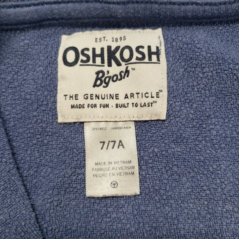 OshKosh B'gosh Full Zip Hoodie Girls 7 Blue Ditzy Floral Preppy Bohemian Jacket